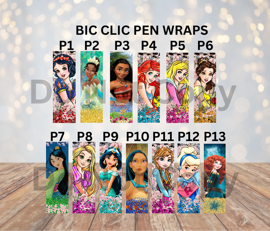 Pen Wrap For BIC Clic, Princess Pen WrapsFor BIC CLIC RETRACTABLE PENS